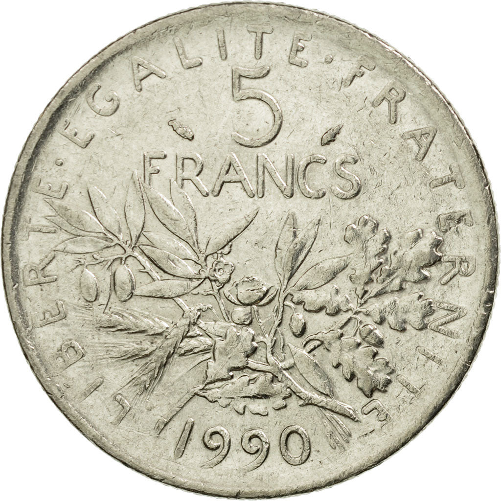 Coin, France, Semeuse, 5 Francs, 1990, Paris, AU(55-58), Nickel Clad
