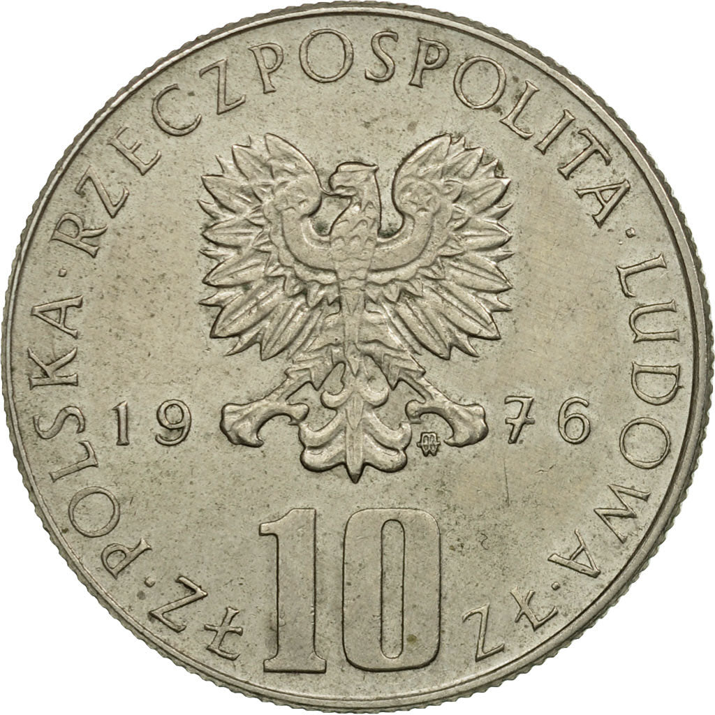 Munten, Polen, 10 Zlotych, 1976, Warsaw, ZF, Copper-nickel, KM:73