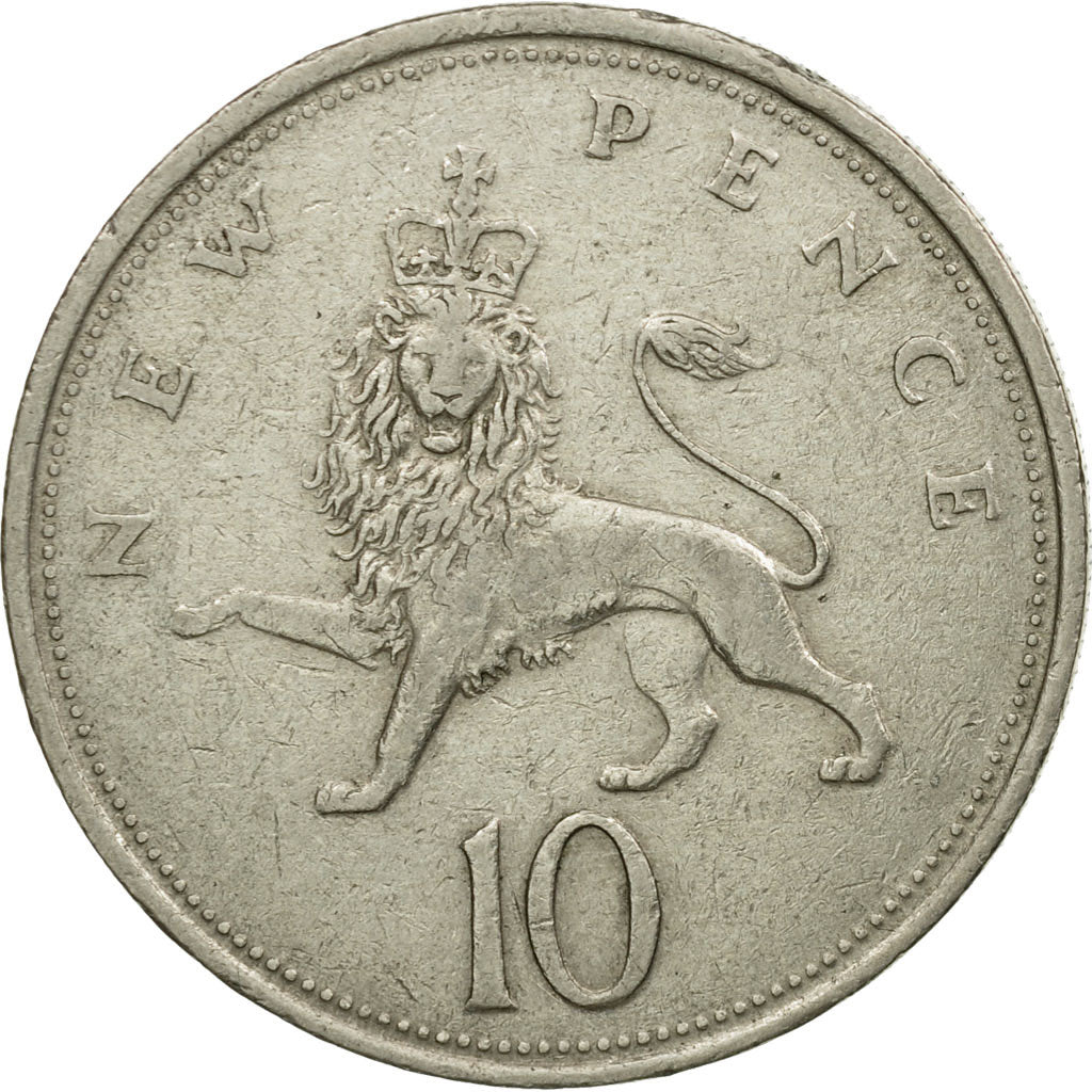 Moneda, Gran Bretaña, Elizabeth II, 10 New Pence, 1969, MBC, Cobre - níquel
