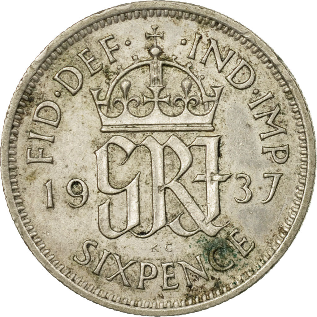 Coin, Great Britain, George VI, 6 Pence, 1937, VF(30-35), Silver, KM:852