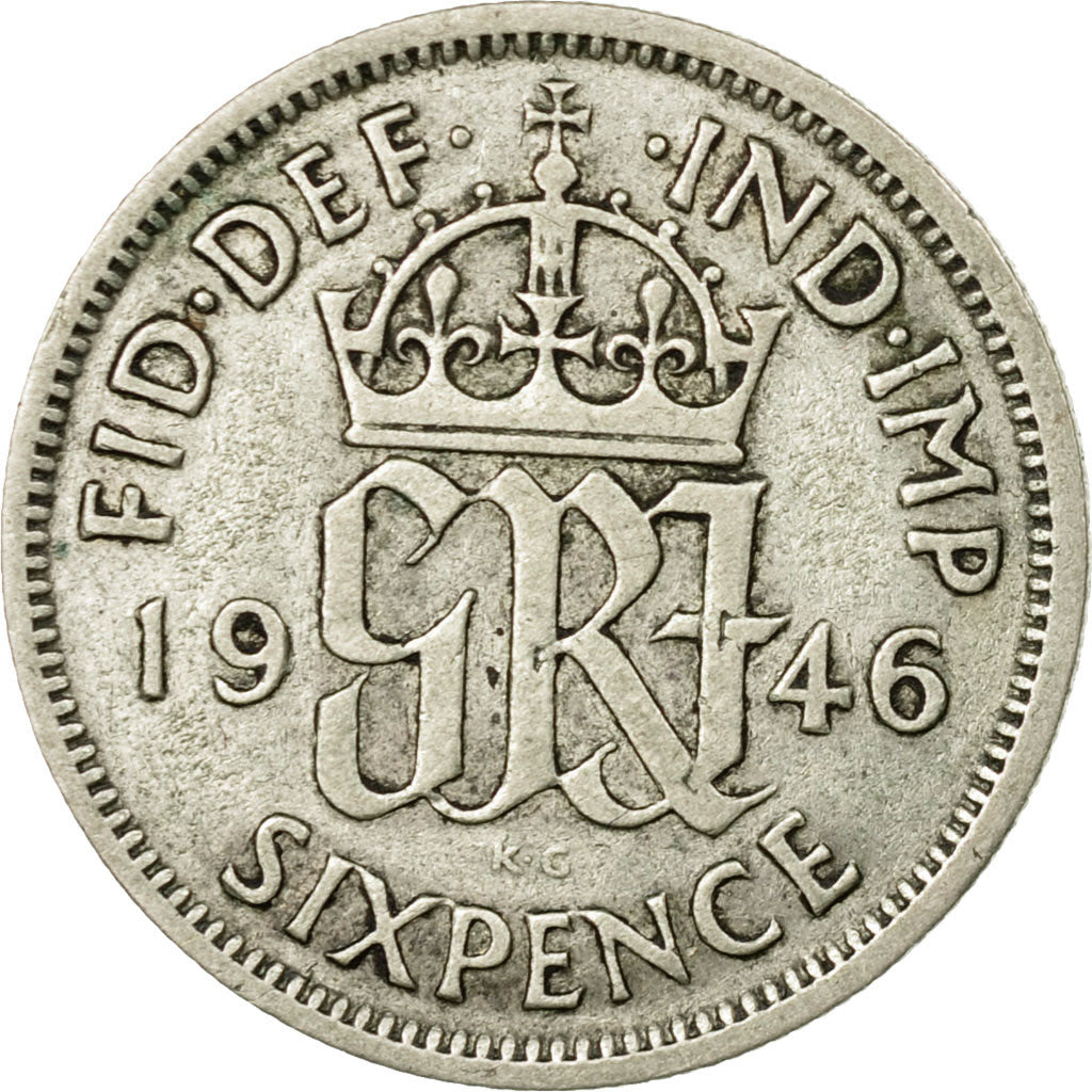Coin, Great Britain, George VI, 6 Pence, 1946, VF(30-35), Silver, KM:852