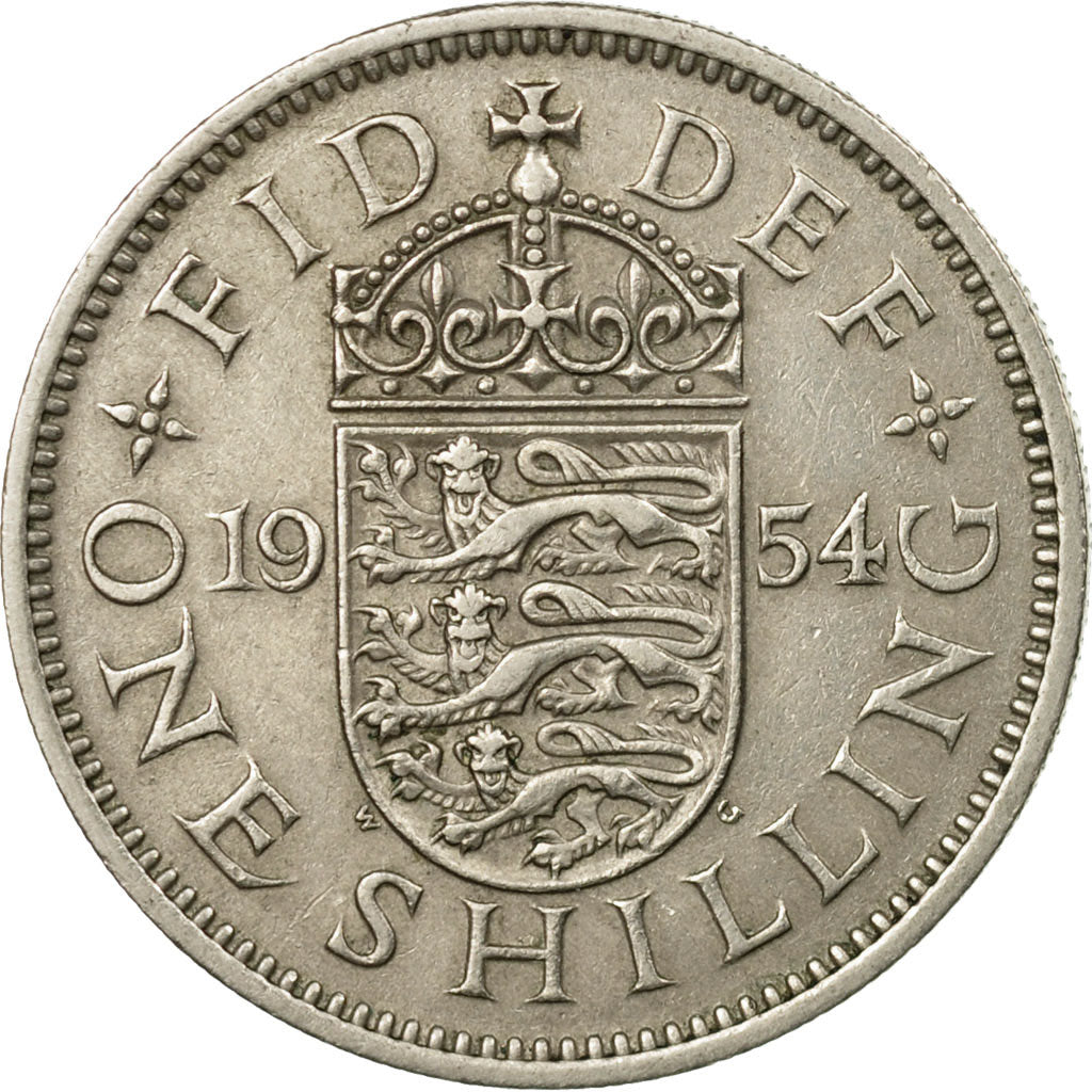 Coin, Great Britain, Elizabeth II, Shilling, 1954, EF(40-45), Copper-nickel
