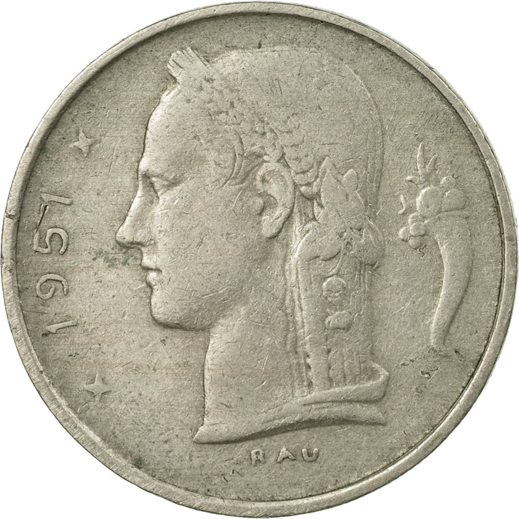 Moneta, Belgia, Franc, 1951, EF(40-45), Miedź-Nikiel, KM:142.1