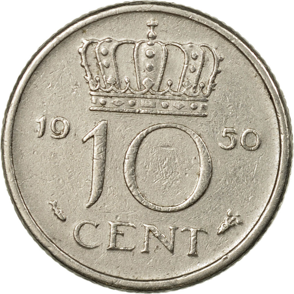 Coin, Netherlands, Juliana, 10 Cents, 1950, EF(40-45), Nickel, KM:182