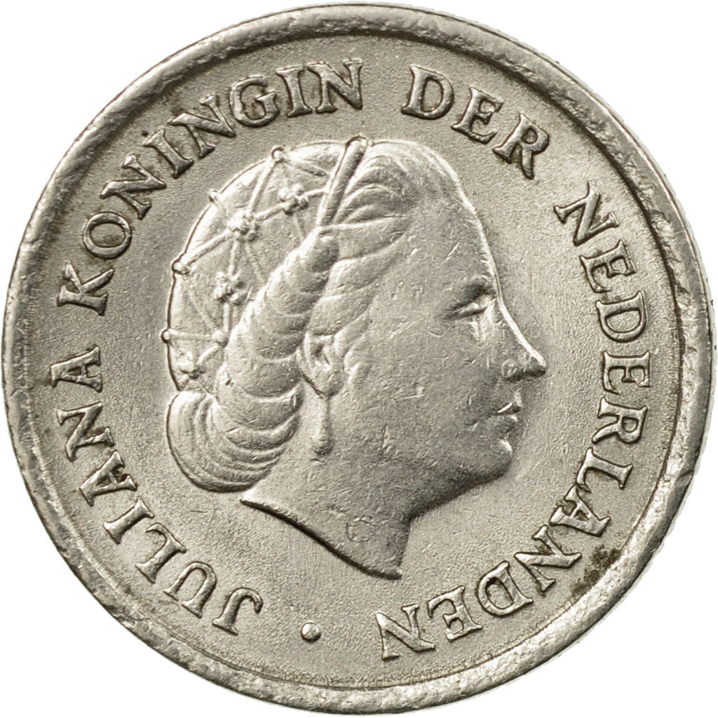 Coin, Netherlands, Juliana, 10 Cents, 1966, EF(40-45), Nickel, KM:182