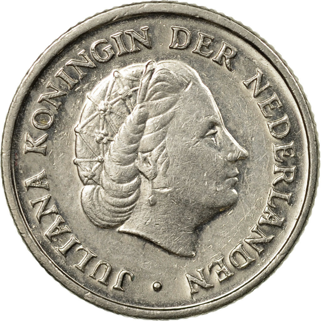 Coin, Netherlands, Juliana, 10 Cents, 1970, EF(40-45), Nickel, KM:182