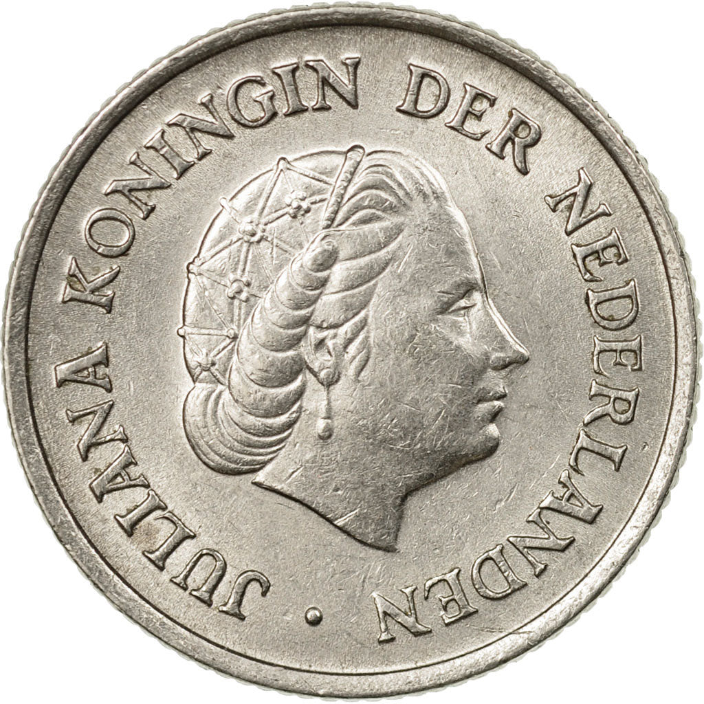 Coin, Netherlands, Juliana, 25 Cents, 1965, EF(40-45), Nickel, KM:183