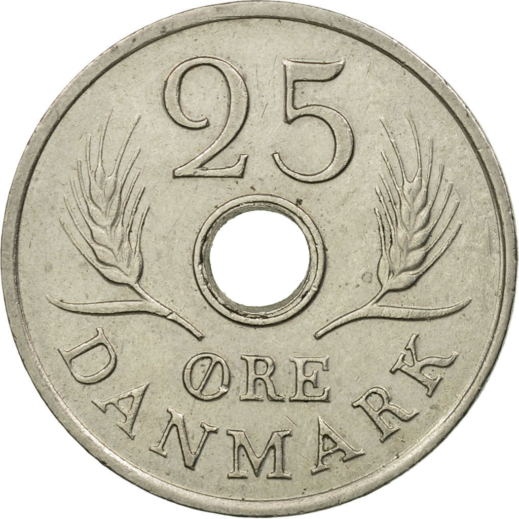 Moneta, Danimarca, Frederik IX, 25 Öre, 1969, Copenhagen, BB, Rame-nichel