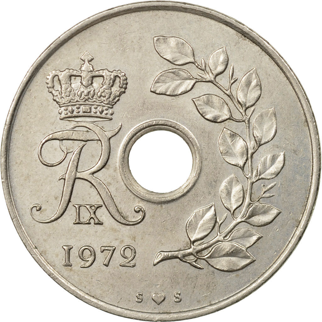 Coin, Denmark, Frederik IX, 25 Öre, 1972, Copenhagen, EF(40-45), Copper-nickel