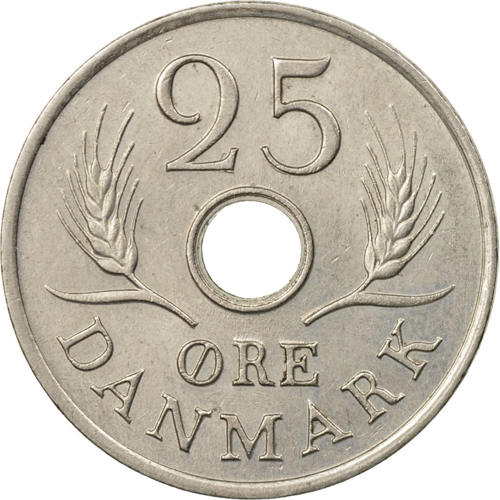 Coin, Denmark, Frederik IX, 25 Öre, 1972, Copenhagen, EF(40-45), Copper-nickel