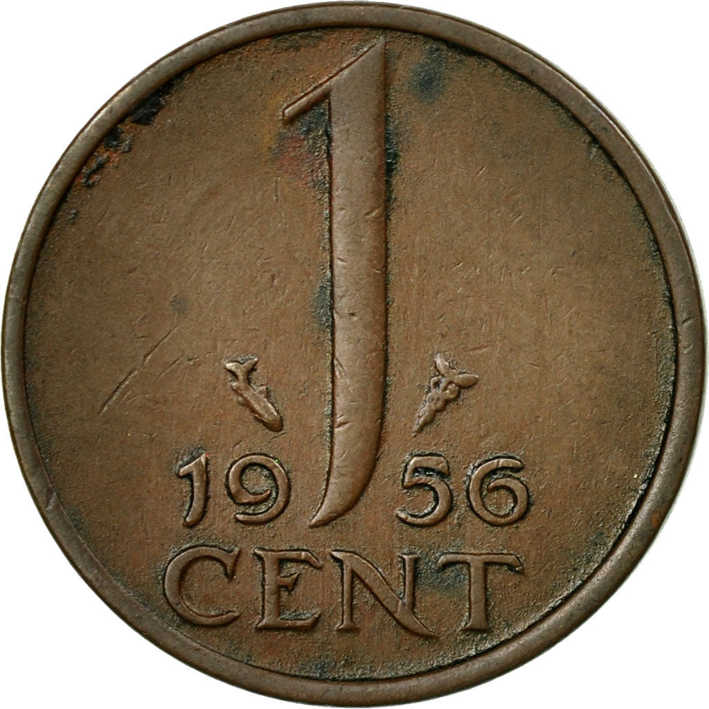 Munten, Nederland, Juliana, Cent, 1956, ZF, Bronze, KM:180