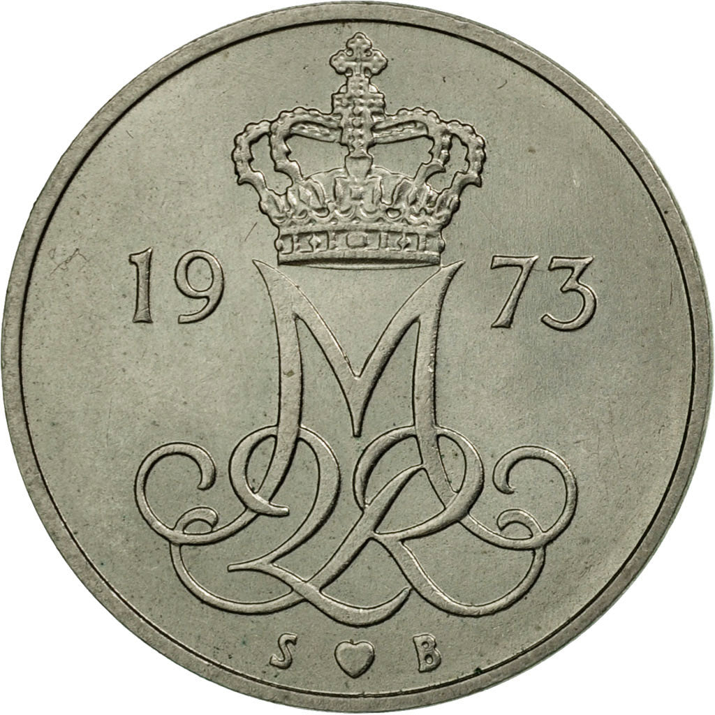 Münze, Dänemark, Margrethe II, 10 Öre, 1973, Copenhagen, SS, Copper-nickel