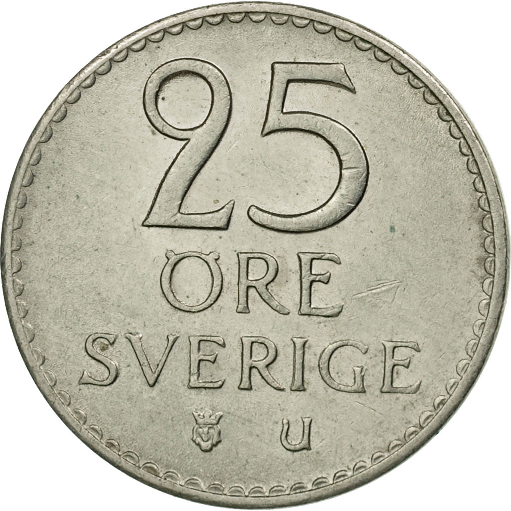 Coin, Sweden, Gustaf VI, 25 Öre, 1970, EF(40-45), Copper-nickel, KM:836