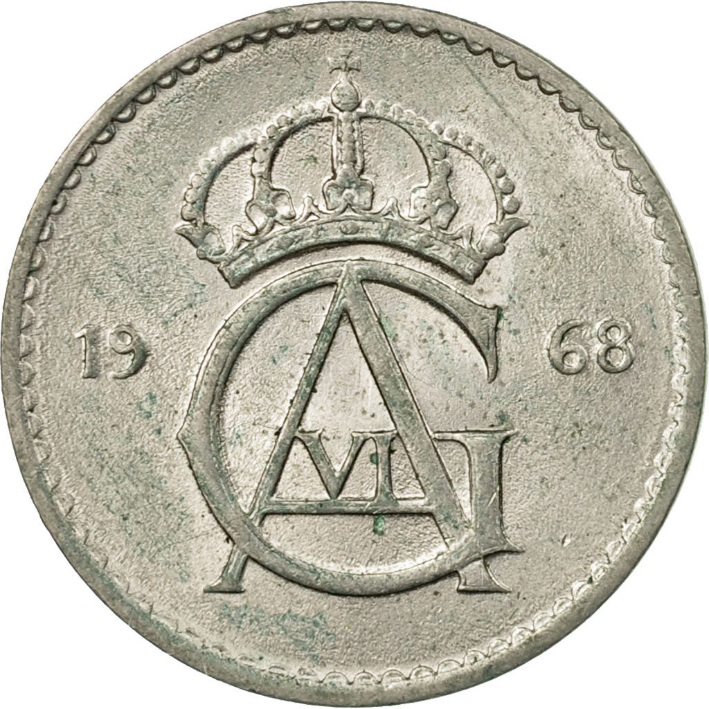 Coin, Sweden, Gustaf VI, 10 Öre, 1968, EF(40-45), Copper-nickel, KM:835