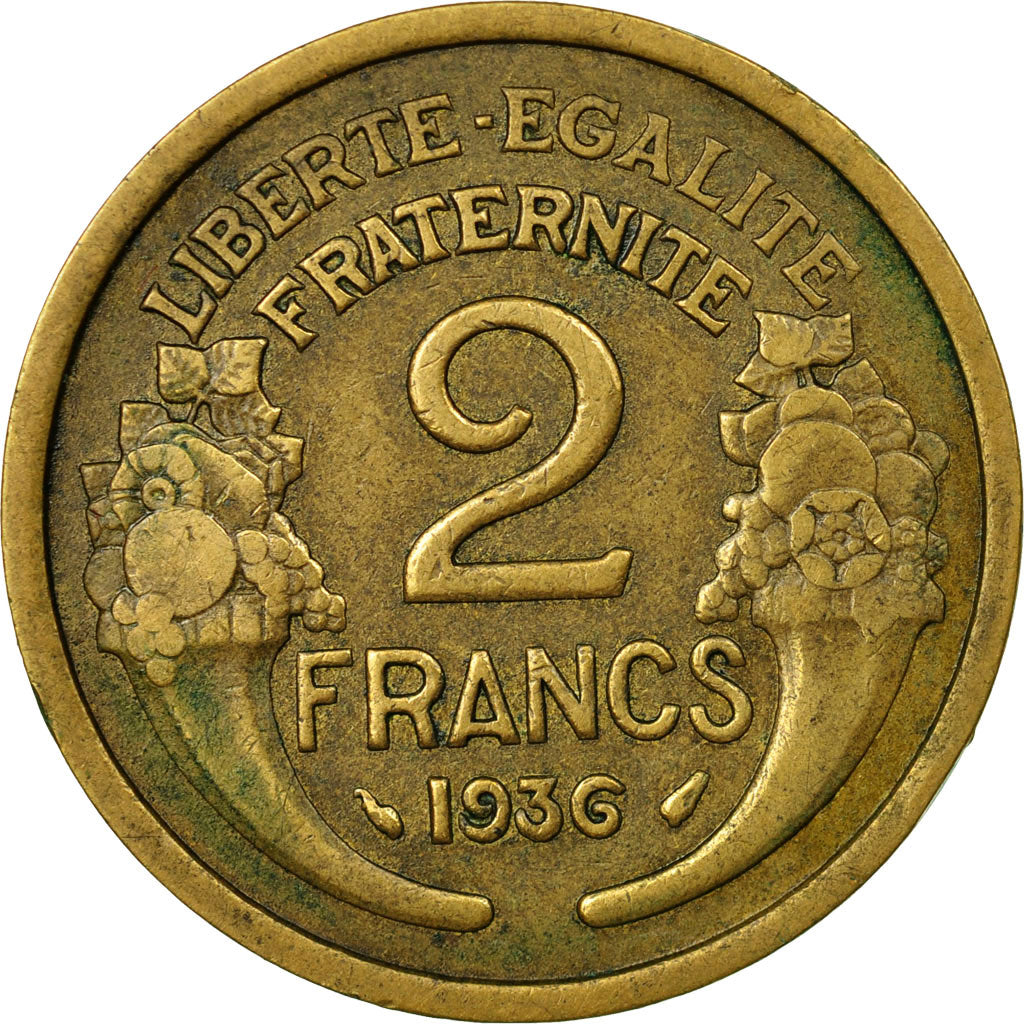 Coin, France, Morlon, 2 Francs, 1936, EF(40-45), Aluminum-Bronze, KM:886