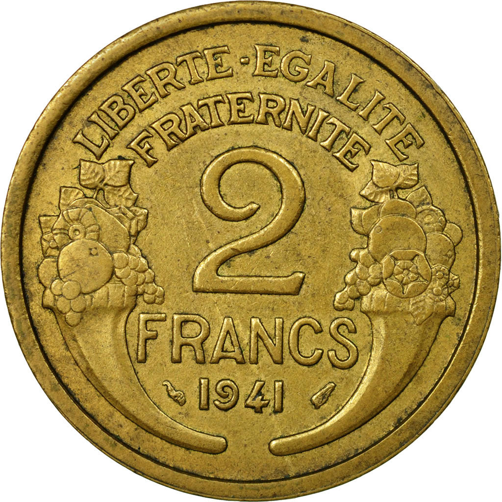 Münze, Frankreich, Morlon, 2 Francs, 1941, SS, Aluminum-Bronze, KM:886