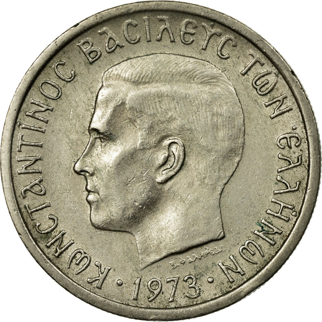 Moneta, Grecia, Constantine II, 2 Drachmai, 1973, BB, Rame-nichel, KM:99