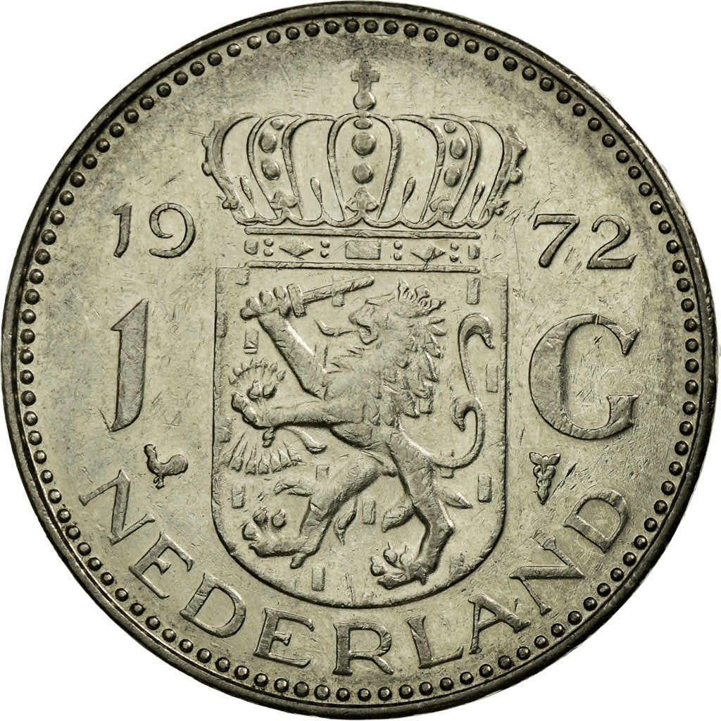 Moneda, Países Bajos, Juliana, Gulden, 1972, MBC, Níquel, KM:184a
