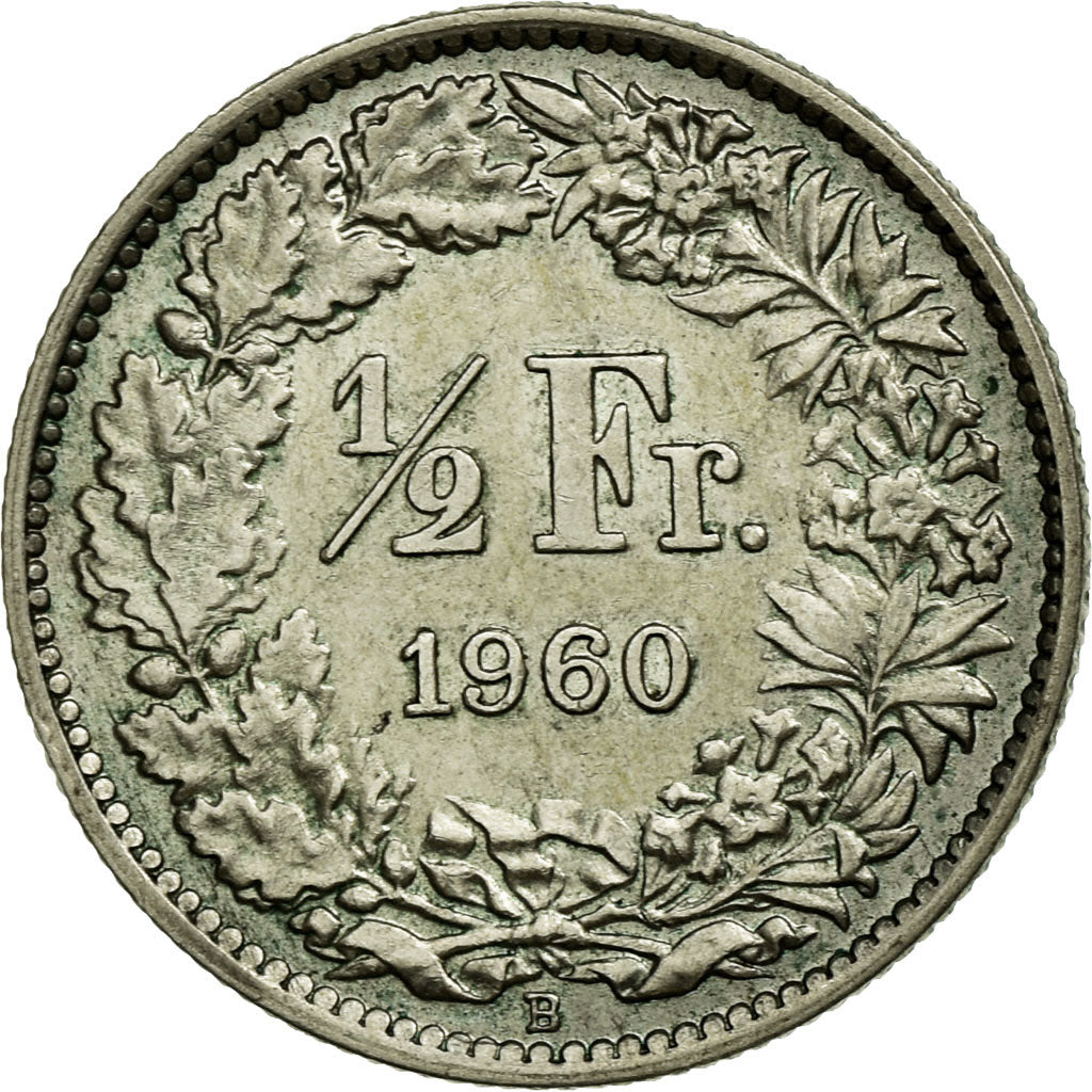 Coin, Switzerland, 1/2 Franc, 1960, Bern, EF(40-45), Silver, KM:23