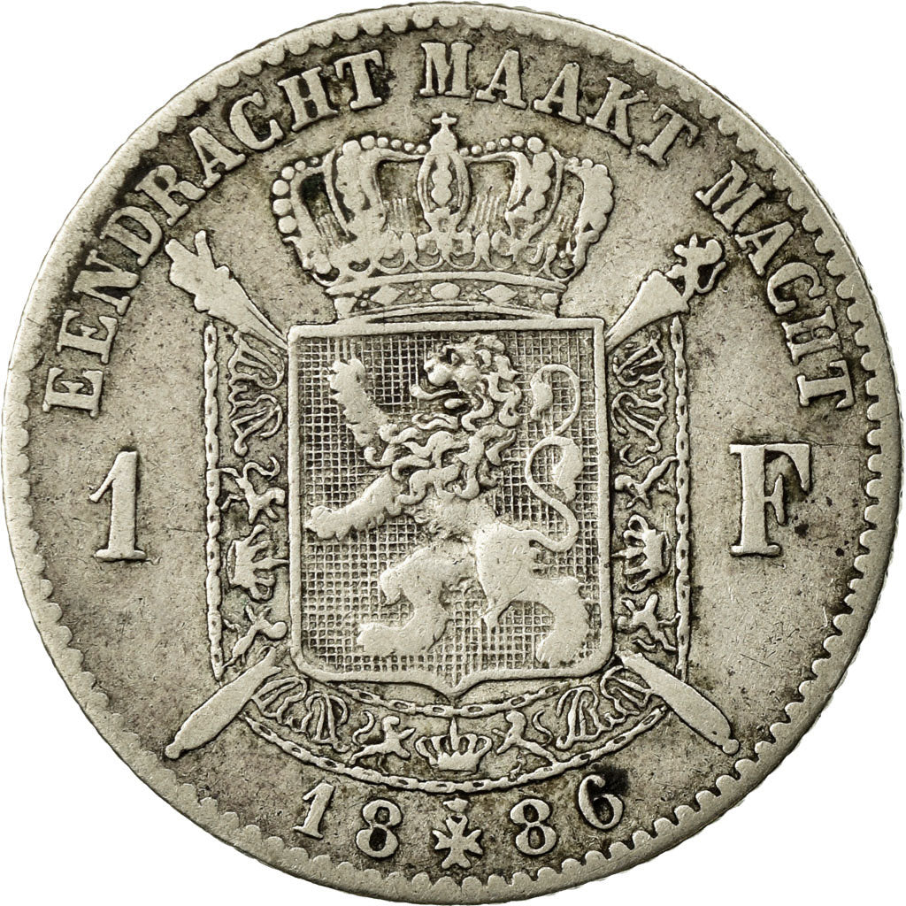 Coin, Belgium, Leopold II, Franc, 1886, F(12-15), Silver, KM:29.1