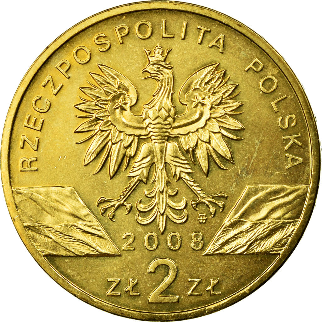 Moneda, Polonia, 2 Zlote, 2008, Warsaw, MBC, Latón, KM:627