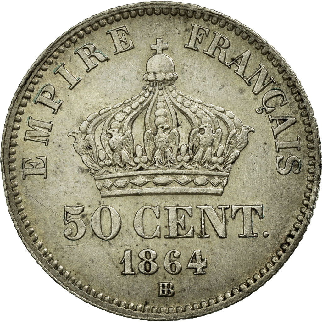 Coin, France, Napoleon III, Napoléon III, 50 Centimes, 1864, Strasbourg