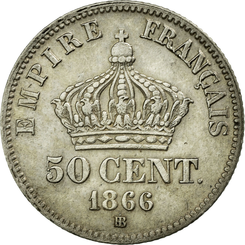 Coin, France, Napoleon III, Napoléon III, 50 Centimes, 1866, Strasbourg