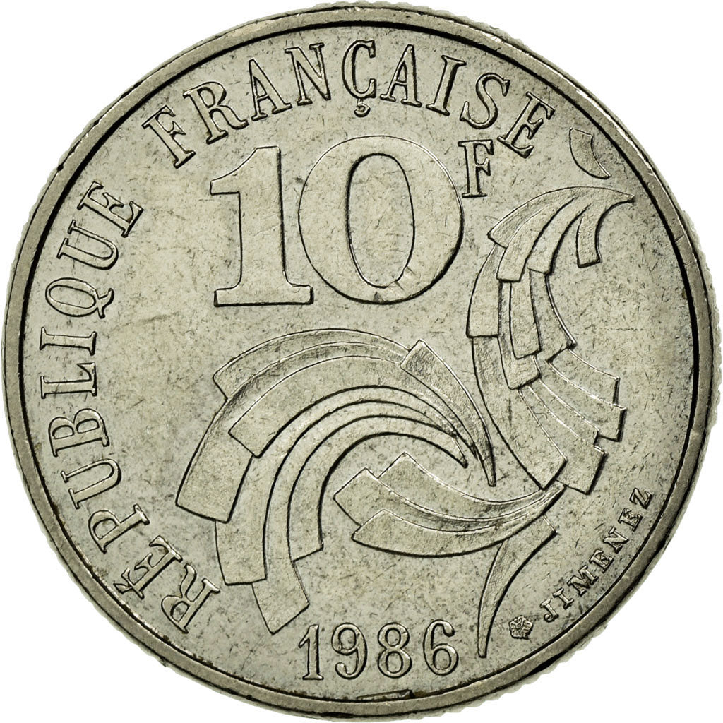 Coin, France, Jimenez, 10 Francs, 1986, EF(40-45), Nickel, KM:959, Gadoury:824