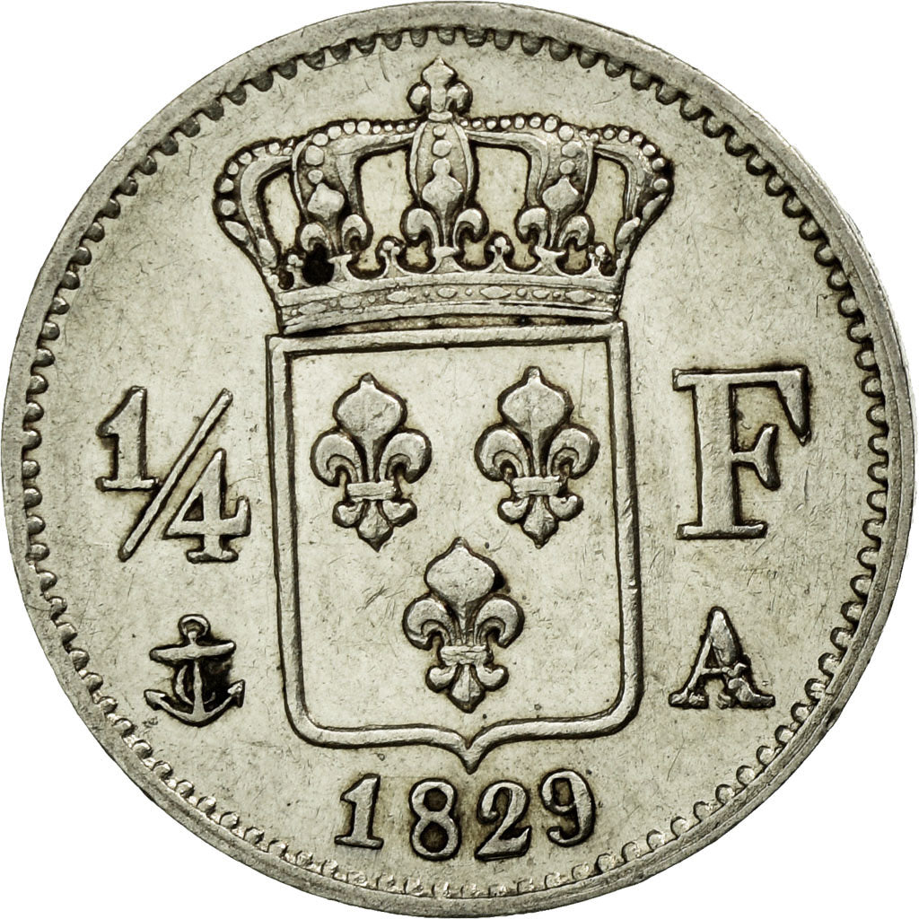 Monnaie, France, Charles X, 1/4 Franc, 1829, Paris, TTB+, Argent, KM:722.1