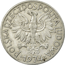 Coin, Poland, 5 Zlotych, 1974, Warsaw, VF(30-35), Aluminum, KM:47