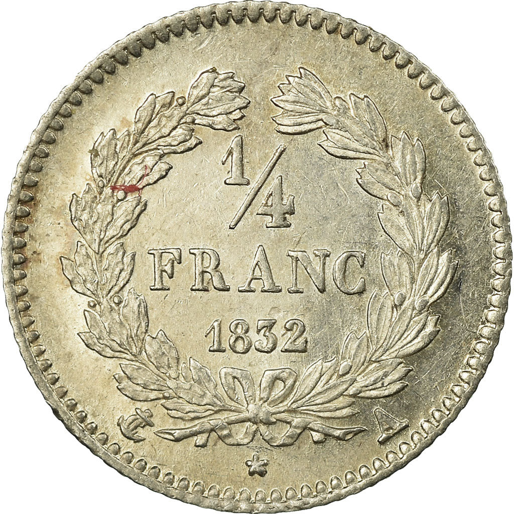 Coin, France, Louis-Philippe, 1/4 Franc, 1832, Paris, MS(60-62), Silver