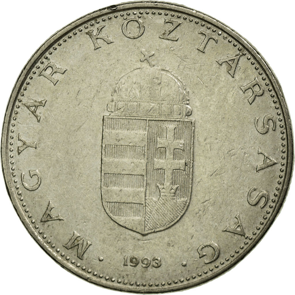 Coin, Hungary, 10 Forint, 1993, Budapest, EF(40-45), Copper-nickel, KM:695