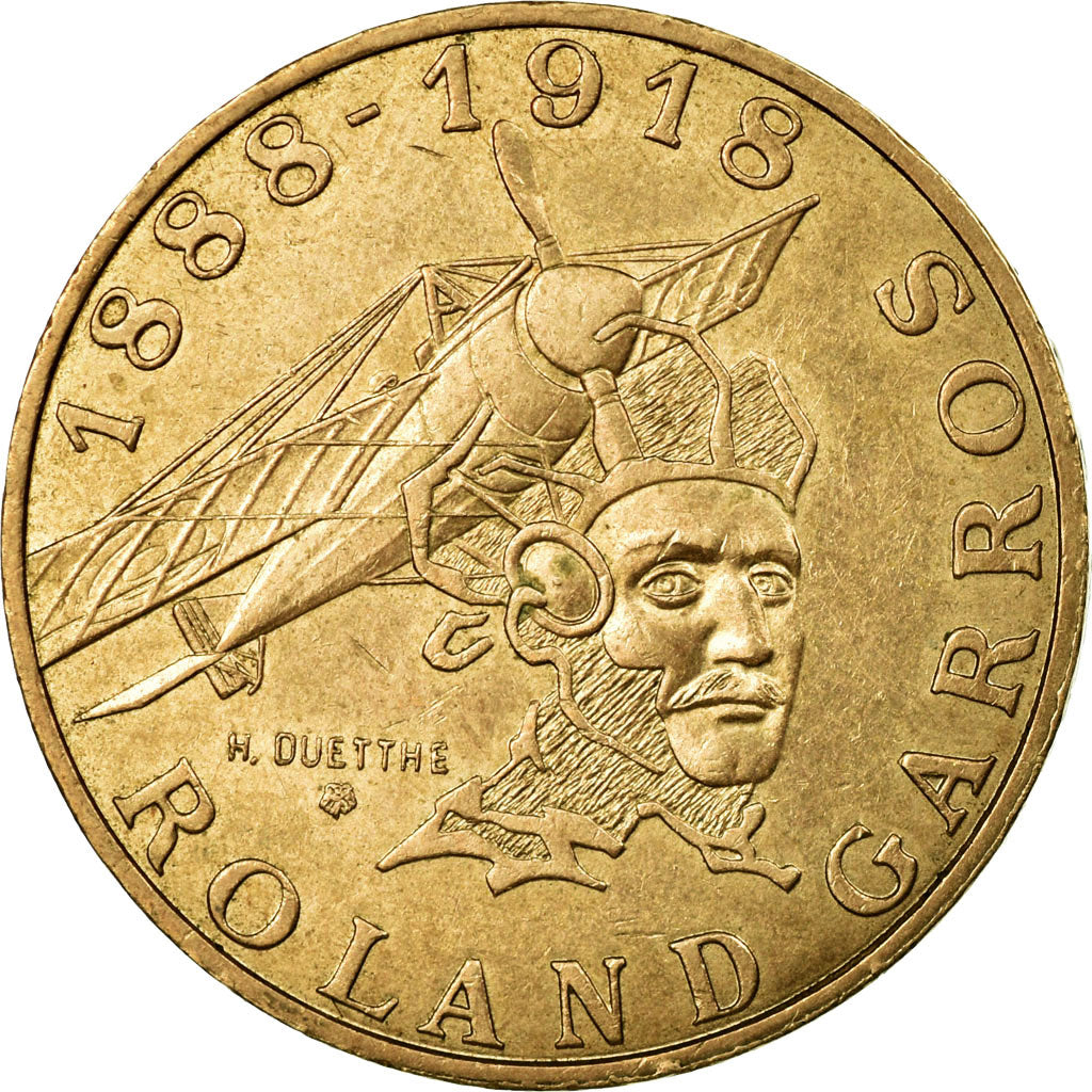 Coin, France, Roland Garros, 10 Francs, 1988, EF(40-45), Aluminum-Bronze