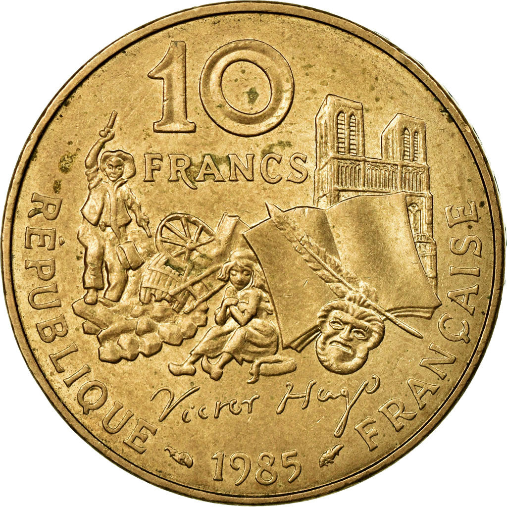 Moeda, França, Victor Hugo, 10 Francs, 1985, Paris, EF(40-45), Níquel-Bronze