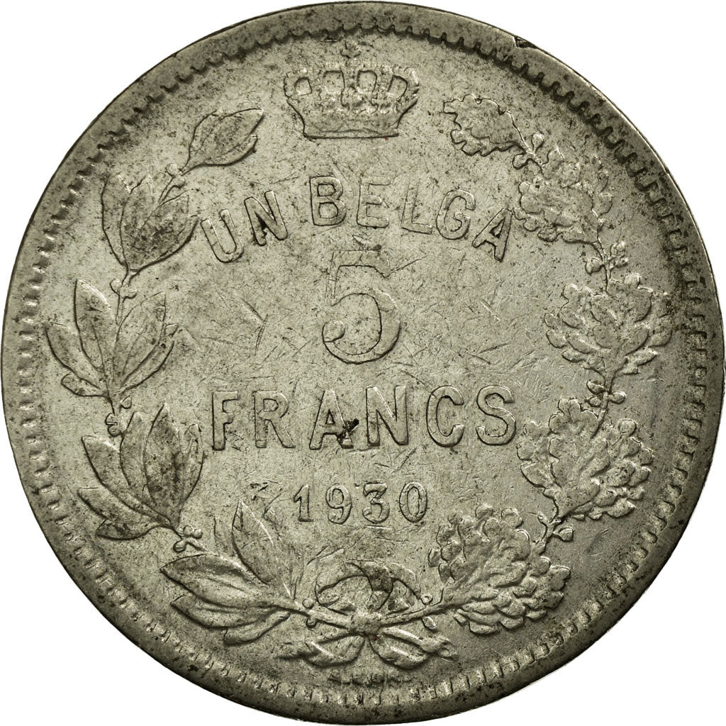 Munten, België, 5 Francs, 5 Frank, 1930, FR+, Nickel, KM:97.1