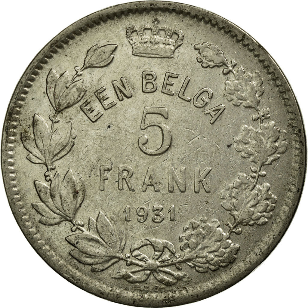 Munten, België, 5 Francs, 5 Frank, 1931, FR+, Nickel, KM:98