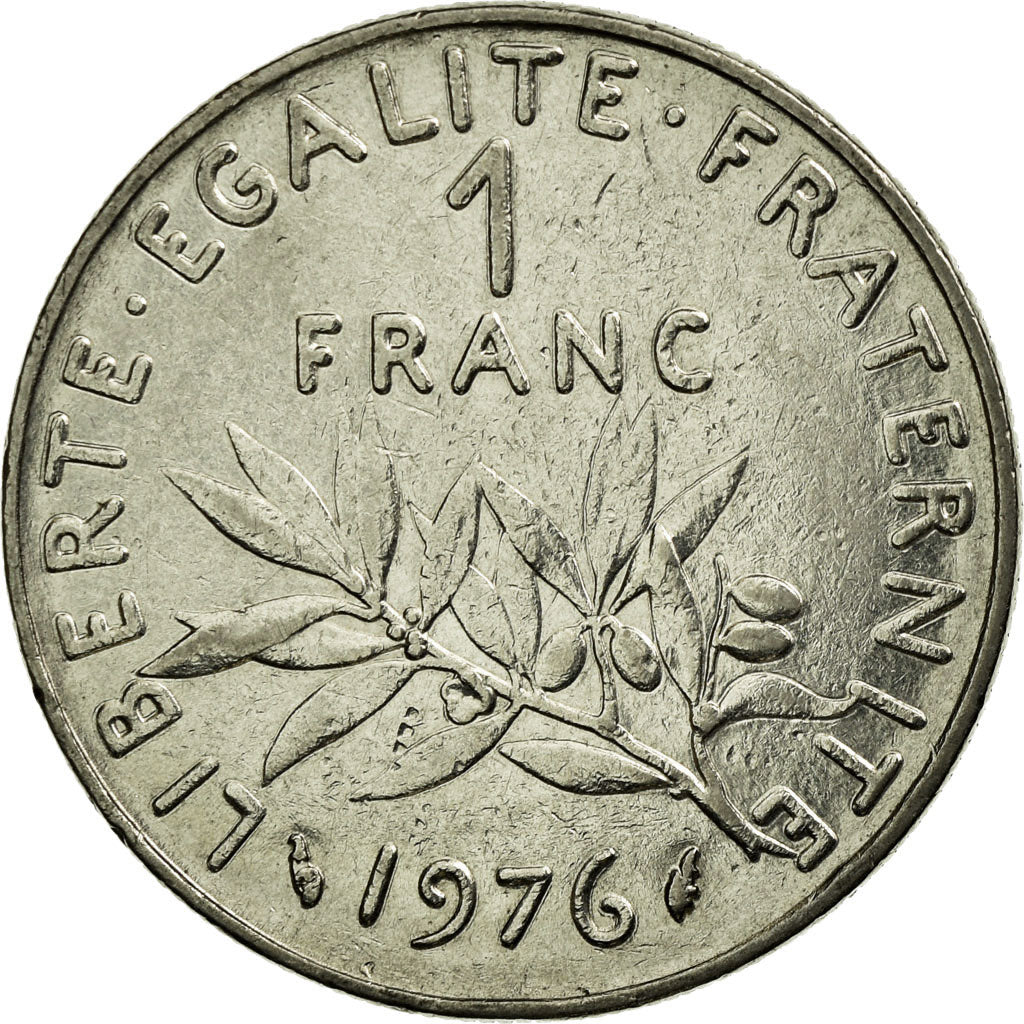 Moneta, Francja, Semeuse, Franc, 1976, Paris, EF(40-45), Nikiel, KM:925.1