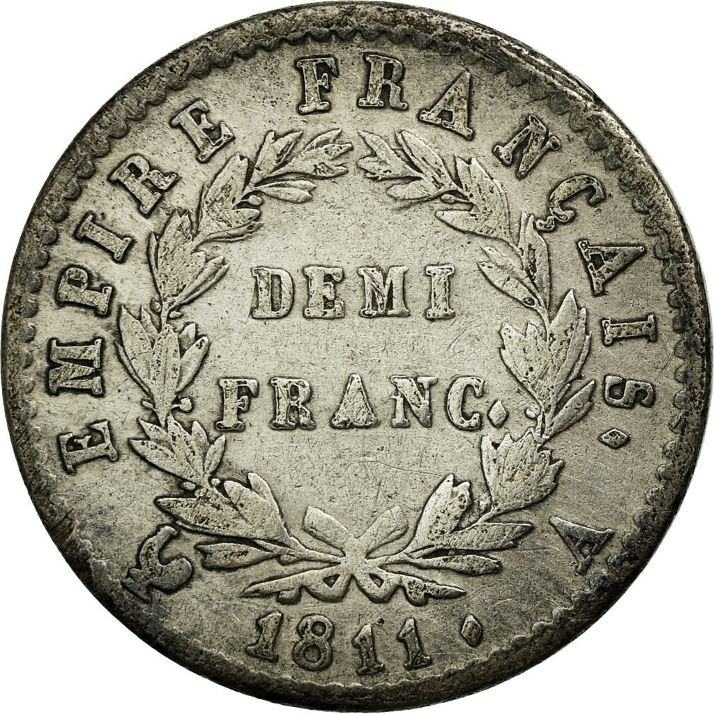Monnaie, France, Napoléon I, 1/2 Franc, 1811, Paris, TTB+, Argent, KM:691.1