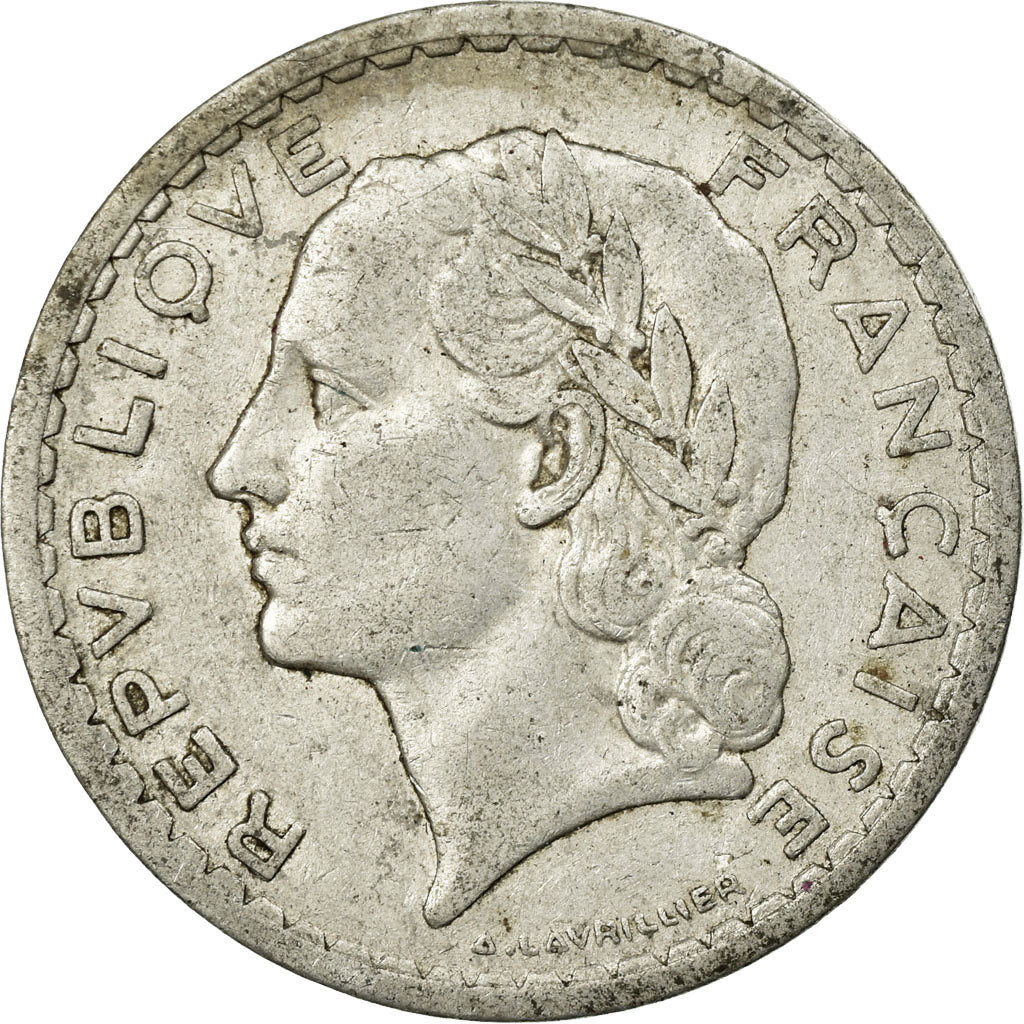 Moneda, Francia, Lavrillier, 5 Francs, 1945, MBC, Aluminio - bronce, KM:888a.2