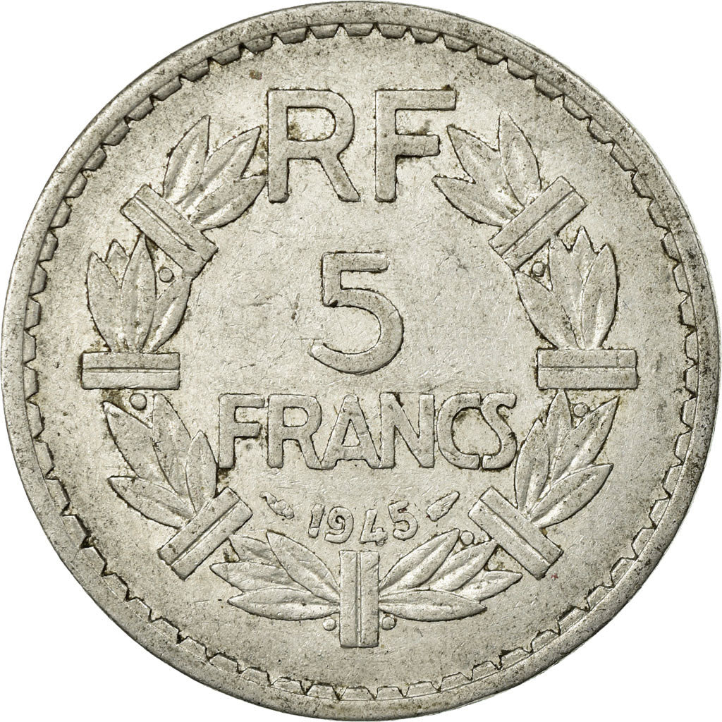 Moneda, Francia, Lavrillier, 5 Francs, 1945, MBC, Aluminio - bronce, KM:888a.2