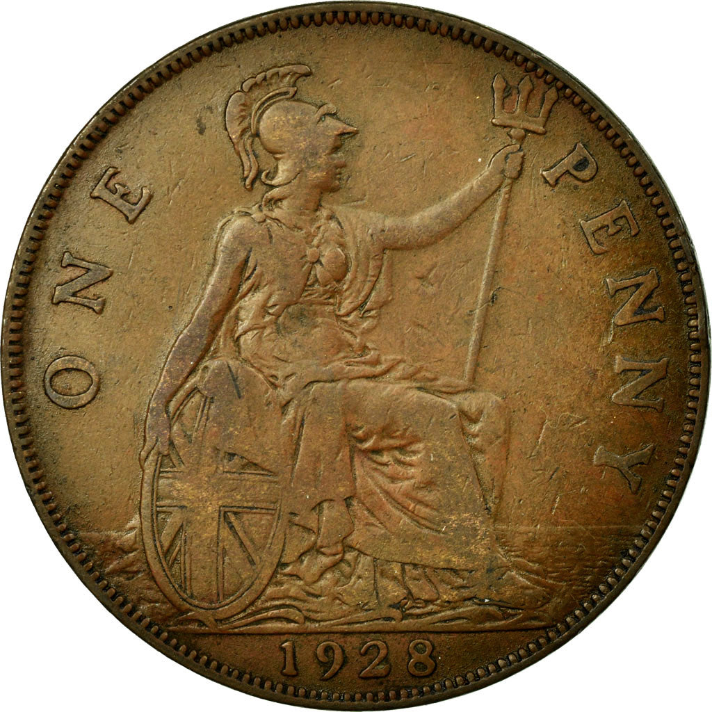 Münze, Großbritannien, George V, Penny, 1928, SS, Bronze, KM:838