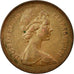 Moneda, Gran Bretaña, Elizabeth II, 2 New Pence, 1971, BC+, Bronce, KM:916