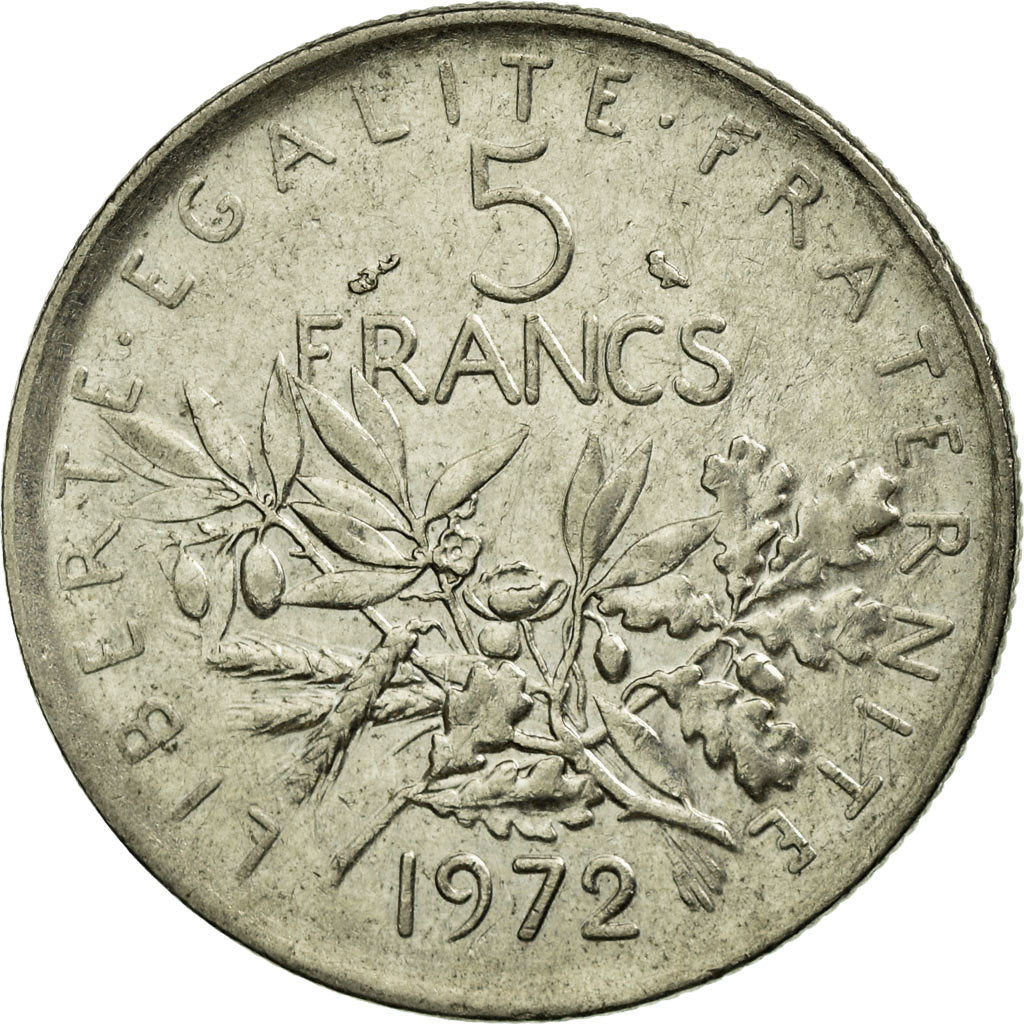 Coin, France, Semeuse, 5 Francs, 1972, Paris, EF(40-45), Nickel Clad
