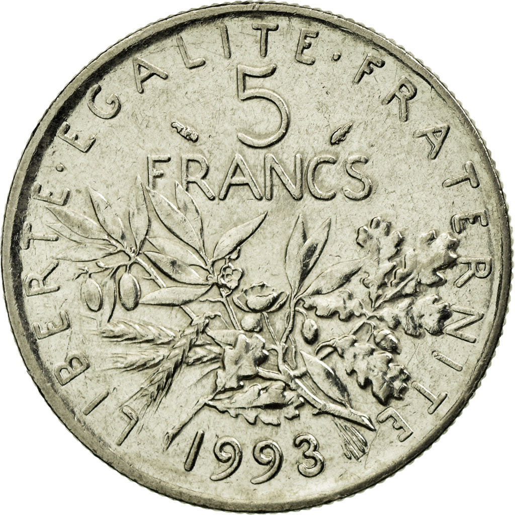 Monnaie, France, Semeuse, 5 Francs, 1993, Paris, SUP, Nickel Clad Copper-Nickel