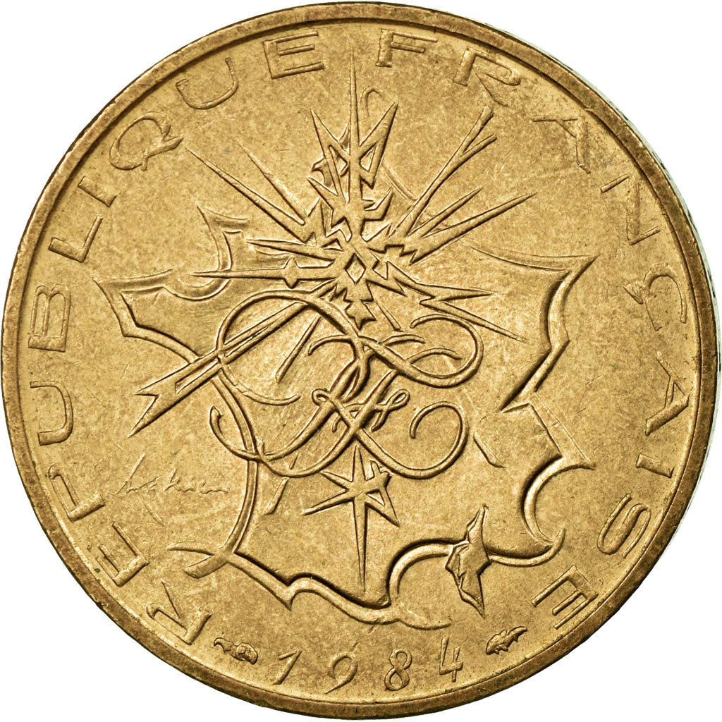 Moneta, Francja, Mathieu, 10 Francs, 1984, EF(40-45), Mosiądz niklowy, KM:940