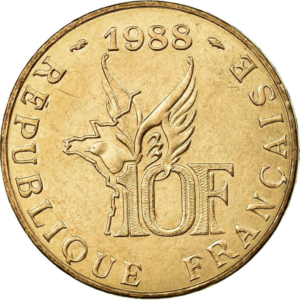 Moeda, França, Roland Garros, 10 Francs, 1988, Paris, EF(40-45)