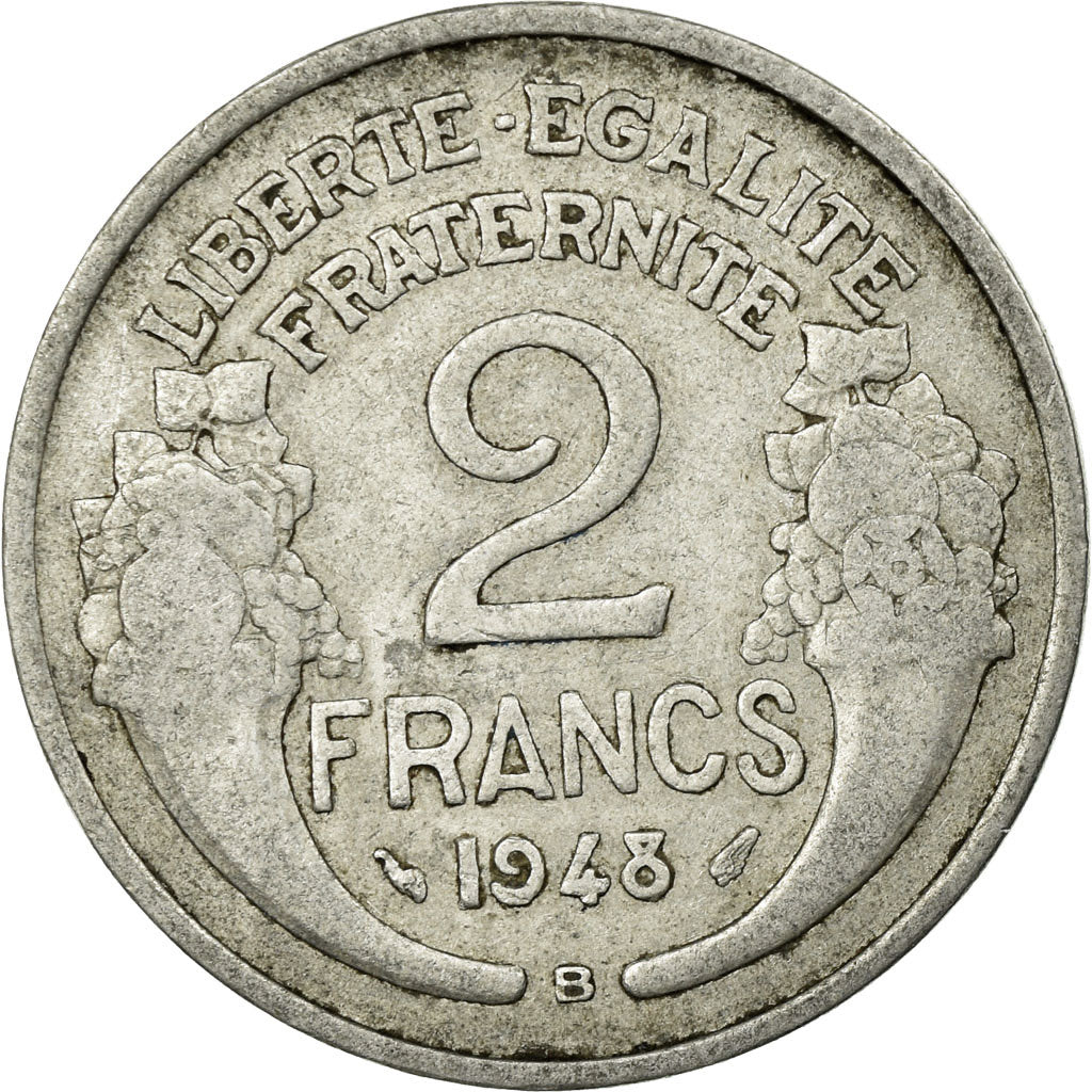 Münze, Frankreich, Morlon, 2 Francs, 1948, Beaumont - Le Roger, SS, Aluminium