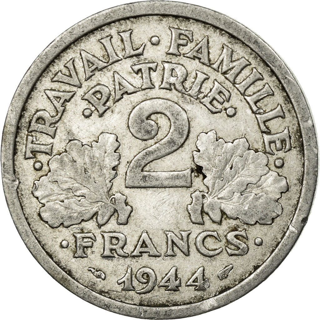 Münze, Frankreich, Bazor, 2 Francs, 1944, Beaumont - Le Roger, SS, Aluminium