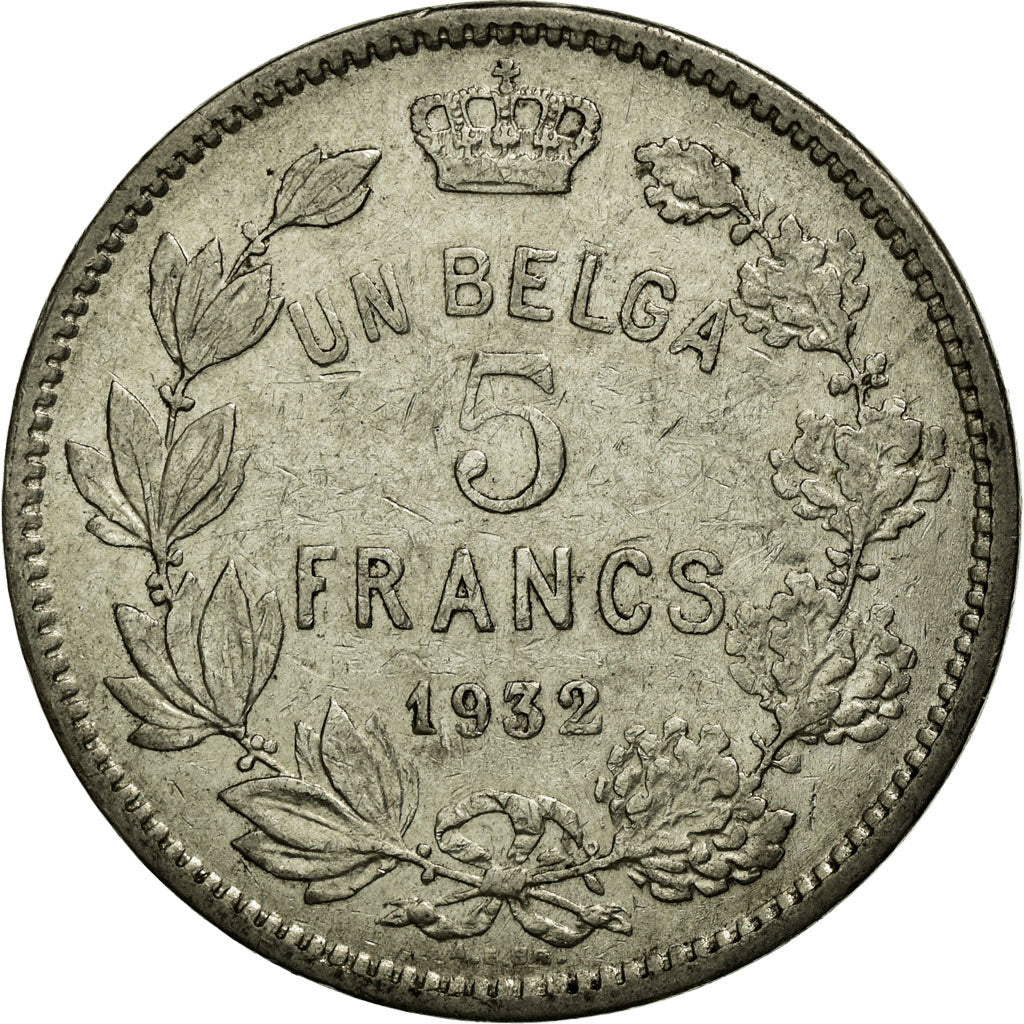 Moeda, Bélgica, 5 Francs, 5 Frank, 1932, EF(40-45), Níquel, KM:98