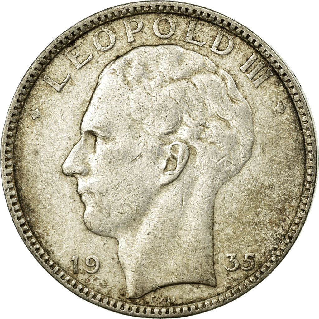 Coin, Belgium, 20 Francs, 20 Frank, 1935, VF(30-35), Silver, KM:105